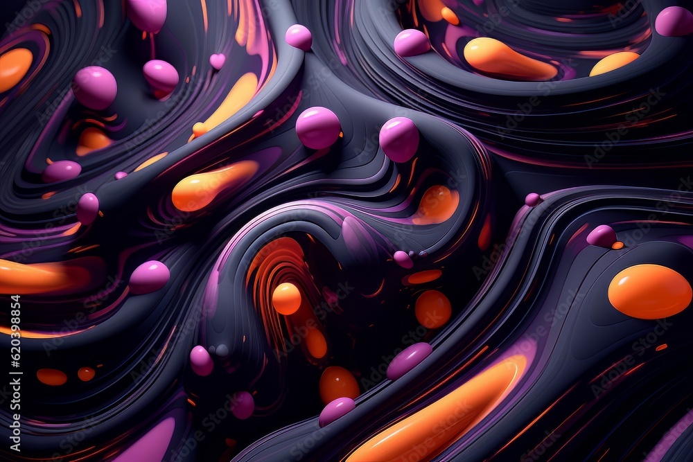 Poster futuristic abstract texture background with colorful bright gradient waves and round elements ai