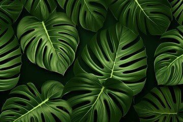 Monstera Leaf Pattern Background, Generative AI 