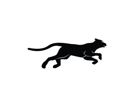 silhouette icon logo design of Jaguar, cheetah, puma, lion, tiger.
is running fast.