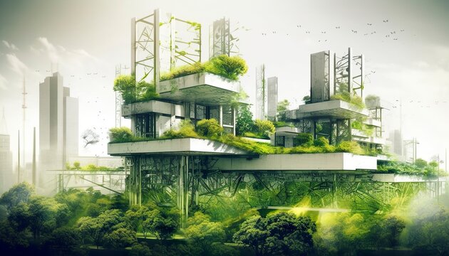 City dedicated to sustainable engineering and environmental responsibility. Urban development, implementing innovative green engineering projects. AI Generative