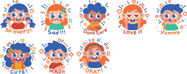 Expression Cute Kids Sticker