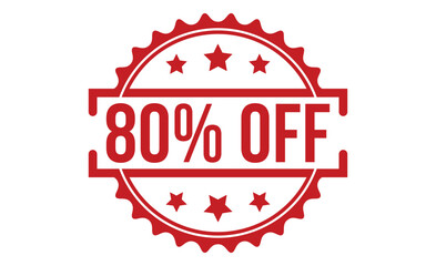 Obraz premium 80% Off Red Rubber Stamp vector design.