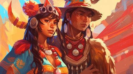 Peruvian Indians in national costumes.