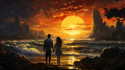 Fototapeta premium brazilian lovers by the sea.