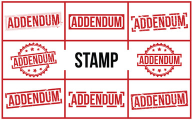 Addendum Red Rubber Stamp set vector design.