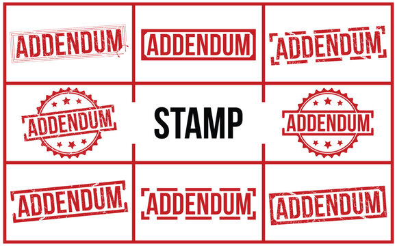 Addendum Red Rubber Stamp set vector design.