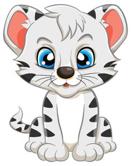 Fototapeta na wymiar Adorable Baby White Tiger Cartoon Character