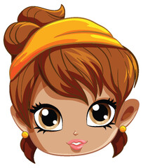Cute girl wearing headband cartoon face