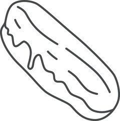 スイーツの線画単品アイコンイラスト　エクレア