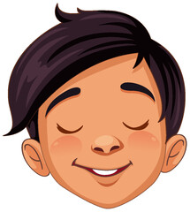 Male Asian cartoon face closing his eyes