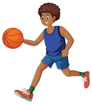 Male Afro African basketball player cartoon