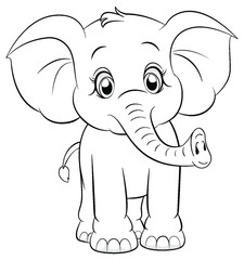 Doodle elephant outline simple cartoon
