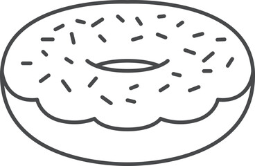 スイーツの線画単品アイコンイラスト　ドーナッツ