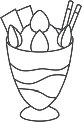 スイーツの線画単品アイコンイラスト　パフェ