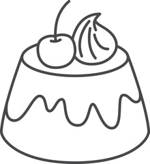 スイーツの線画単品アイコンイラスト　プリン