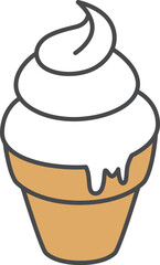 スイーツのカラー単品アイコンイラスト　ソフトクリーム