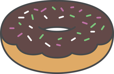 スイーツのカラー単品アイコンイラスト　ドーナッツ