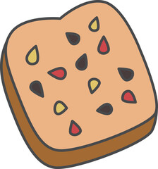 スイーツのカラー単品アイコンイラスト　パン　豆