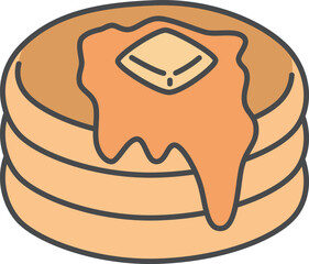 スイーツのカラー単品アイコンイラスト　ホットケーキ