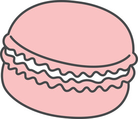 スイーツのカラー単品アイコンイラスト　マカロン