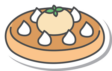 スイーツのステッカー風単品アイコンイラスト　アイスケーキ