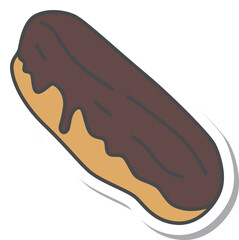 スイーツのステッカー風単品アイコンイラスト　エクレア