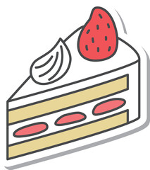 スイーツのステッカー風単品アイコンイラスト　ショートケーキ