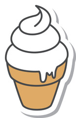 スイーツのステッカー風単品アイコンイラスト　ソフトクリーム