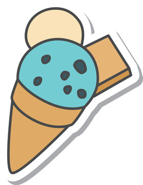 スイーツのステッカー風単品アイコンイラスト　アイスクリーム