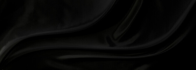 Black gray satin dark fabric texture luxurious shiny that is abstract silk cloth background with patterns soft waves blur beautiful.
