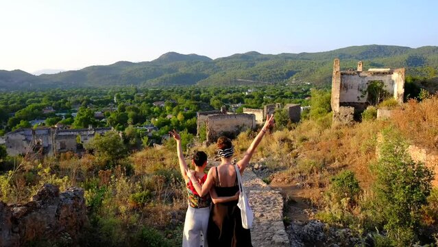 lesbian, girls, couple, love, affection, intimacy, romance, relationships, diversity, LGBTİ tourist  kayak&ouml;y in turkey fethiye
