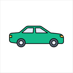 Naklejka premium Car linear icon. Taxi. Thin line illustration. Automobile. vector illustration on white background
