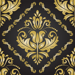 Orient vector classic pattern. Seamless abstract background with vintage elements. Orient black and golden pattern. Ornament for wallpapers and packaging