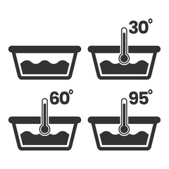 Vector illustration of washing water temperature icon in dark color and transparent background(PNG).