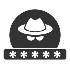 Vector illustration of hacker passwords icon in dark color and transparent background(PNG).