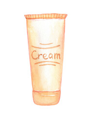 Skin care product, cream. Watercolor illustration isolated on white background
