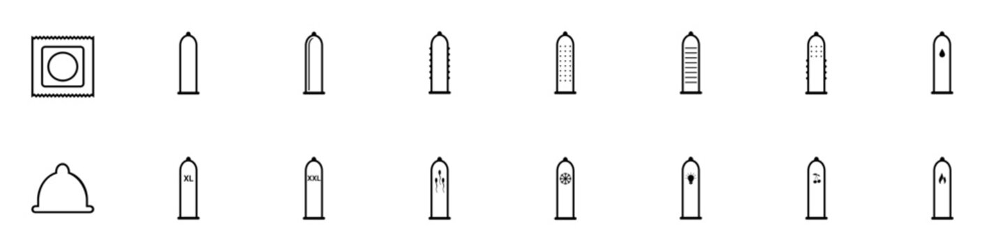 Condom Line Art SVG icon set