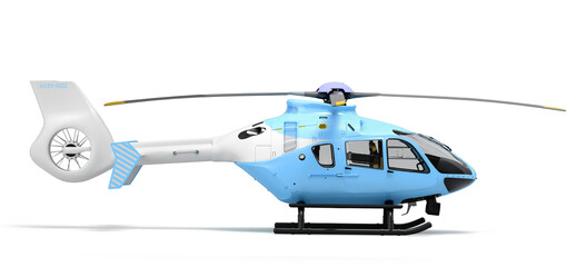 multipurpose passenger helicopter for air transportation right view 3d render on white