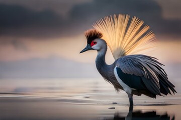 Naklejka premium grey crowned crane generated by Ai