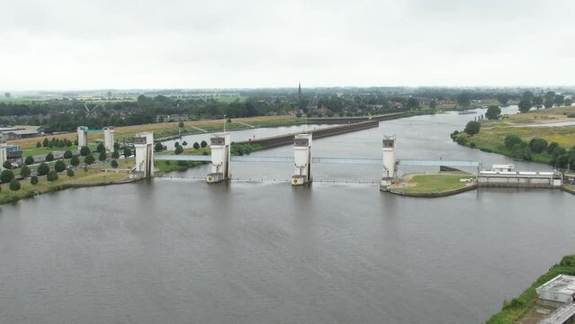 Aerial view. Vattenfall hydroelectric power generating  station. Netherlands