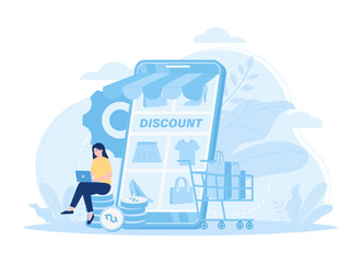 Fototapeta na wymiar Discount shopping trending concept flat illustration