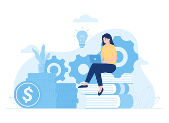 Manage financial data trending concept flat illustration