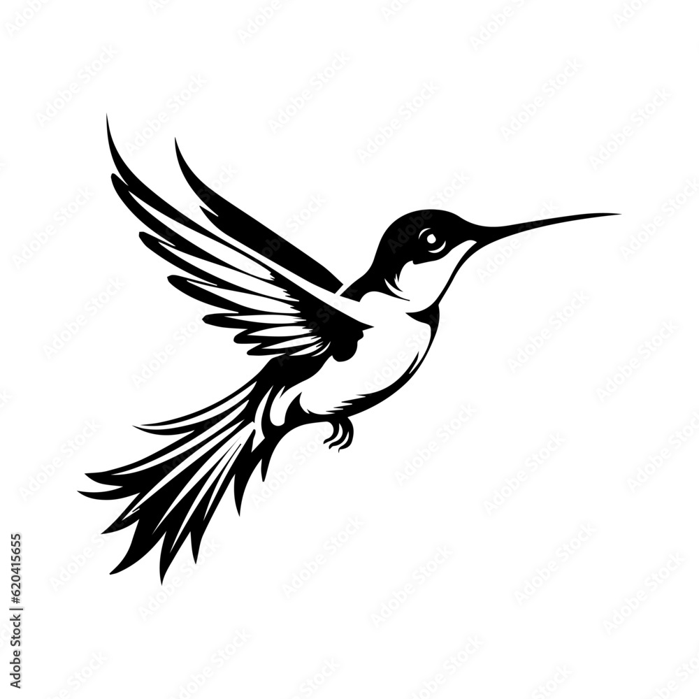 Poster hummingbird vector, logo, isolated on white background, vector illustration.