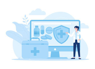 Presentation of drug doses from the doctor trending concept flat illustration