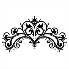 black and white floral ornament, vector illustration, isolated on white background.