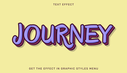 Journey editable text effect in 3d style. Text emblem for advertising, branding, business logo