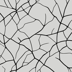 Obraz premium Seamless pattern of black cracks on a gray background. Vector illustration.