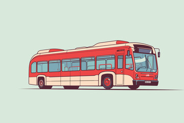 Fototapeta na wymiar Hand-drawn cartoon Articulated bus flat art Illustrations in minimalist vector style