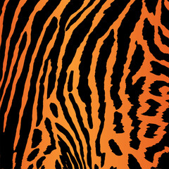 Tiger fur motif with orange and black color gradations. Exotic design for luxury-style fashion