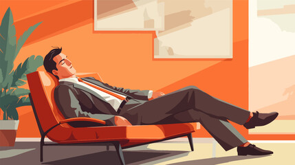 Business illustration of a businessman taking a nap on sofa